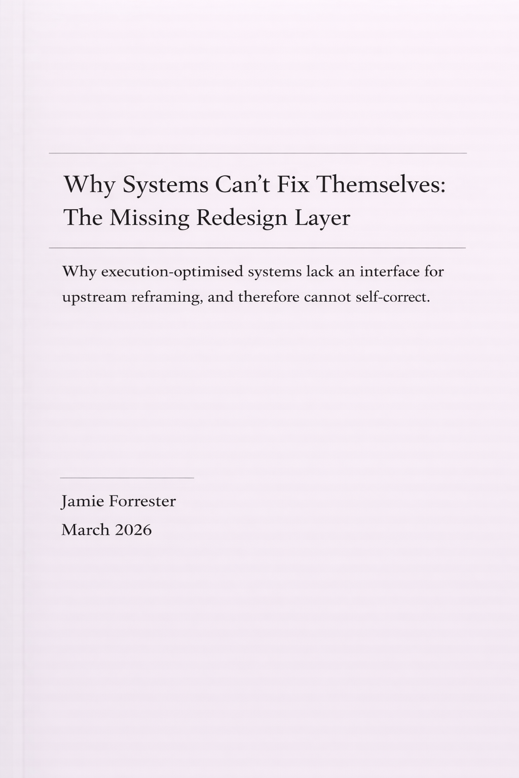 Cover: Why Systems Can't Fix Themselves