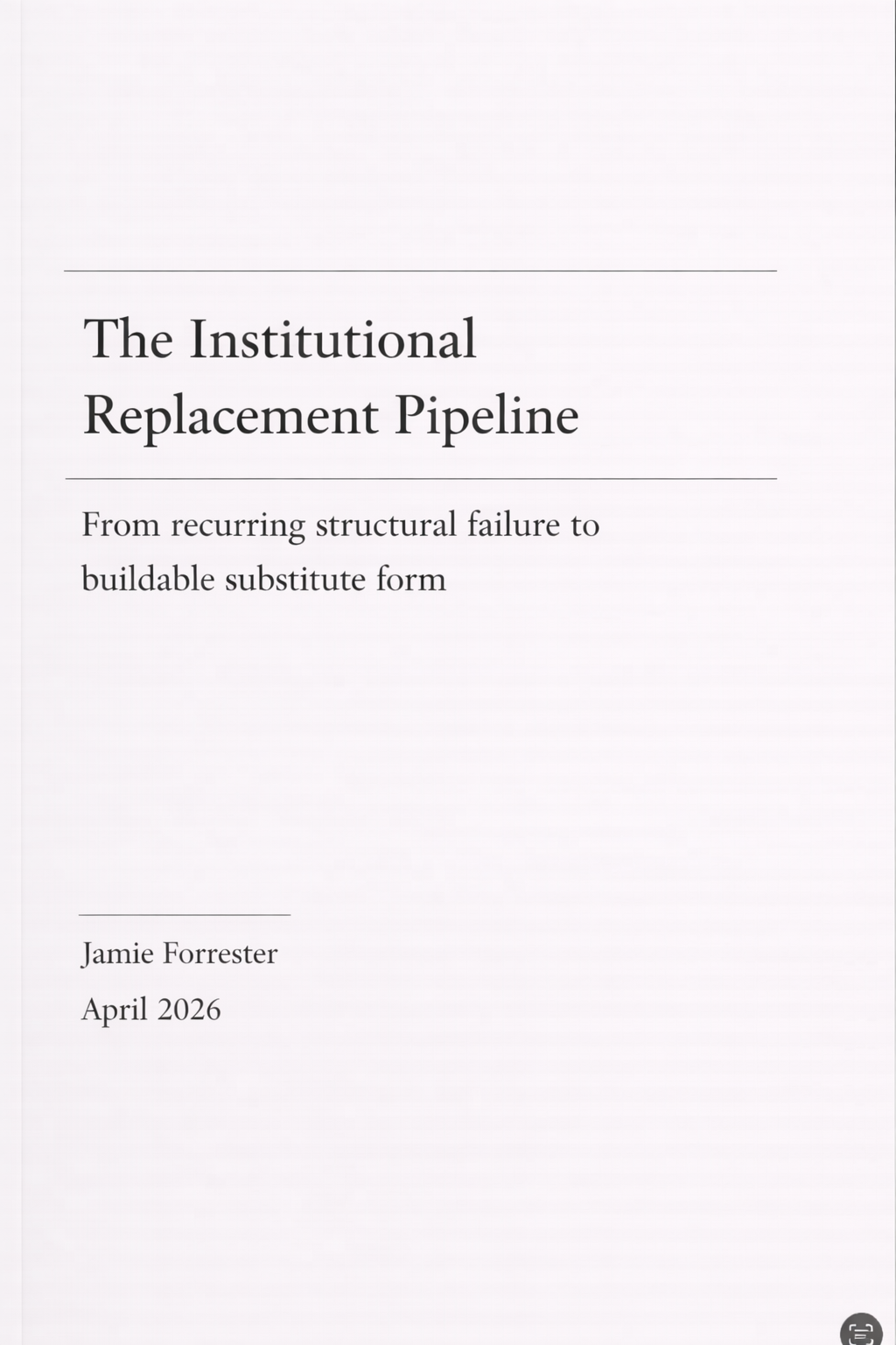 Cover: The Institutional Replacement Pipeline