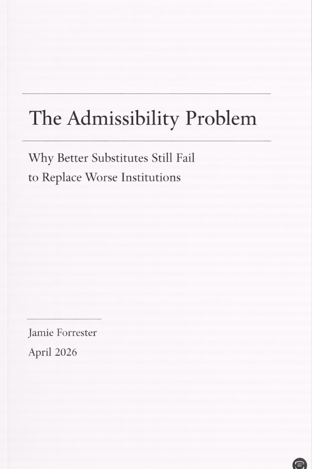 Cover: The Admissibility Problem